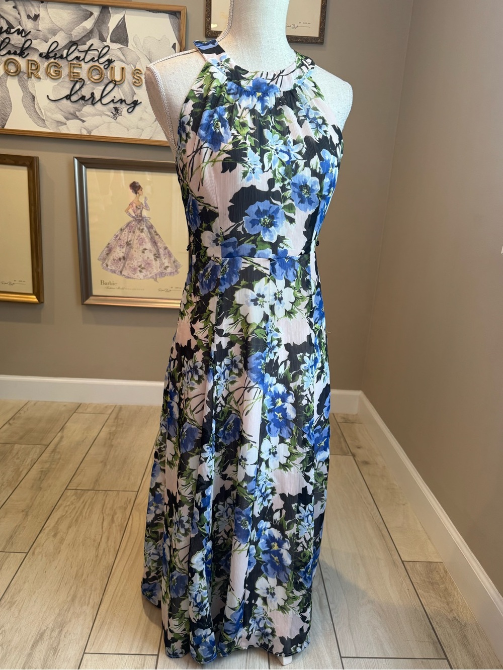 Tommy Hilfiger Pink Floral Midi Halter Dress